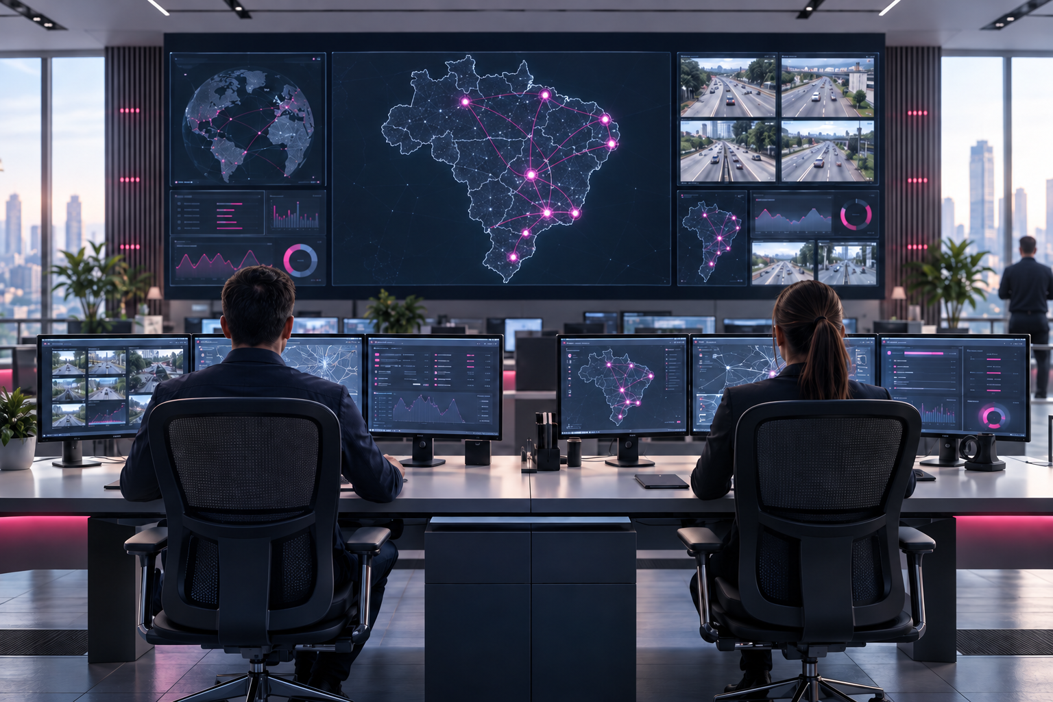 Ilustração de central de monitoramento de redes e conectividade